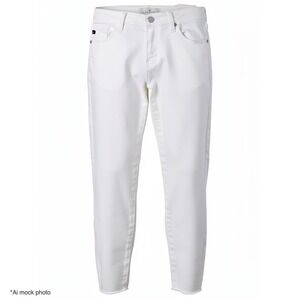 Kancan Mid Rise Ankle Skinny Jeans White Distressed Raw‎ Hem Size 7 27 KC7318WT